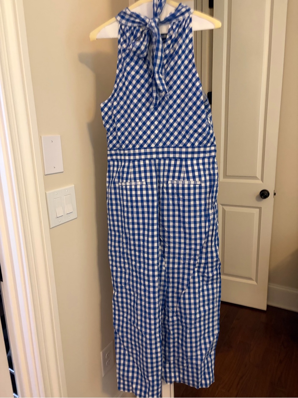 J. Crew Blue and White Gingham Halter Jumpsuit - Picture 8 of 8